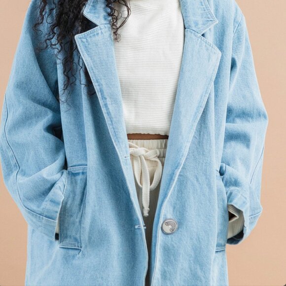 Organic cotton denim coat - Picture 2 of 9